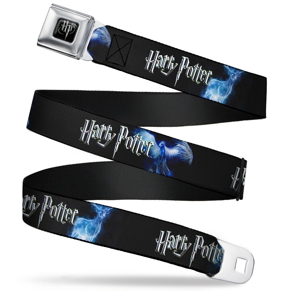 3641 Seatbelt Belt - HARRY POTTER/Animal Spirits Black/White/Blue - 1.0"